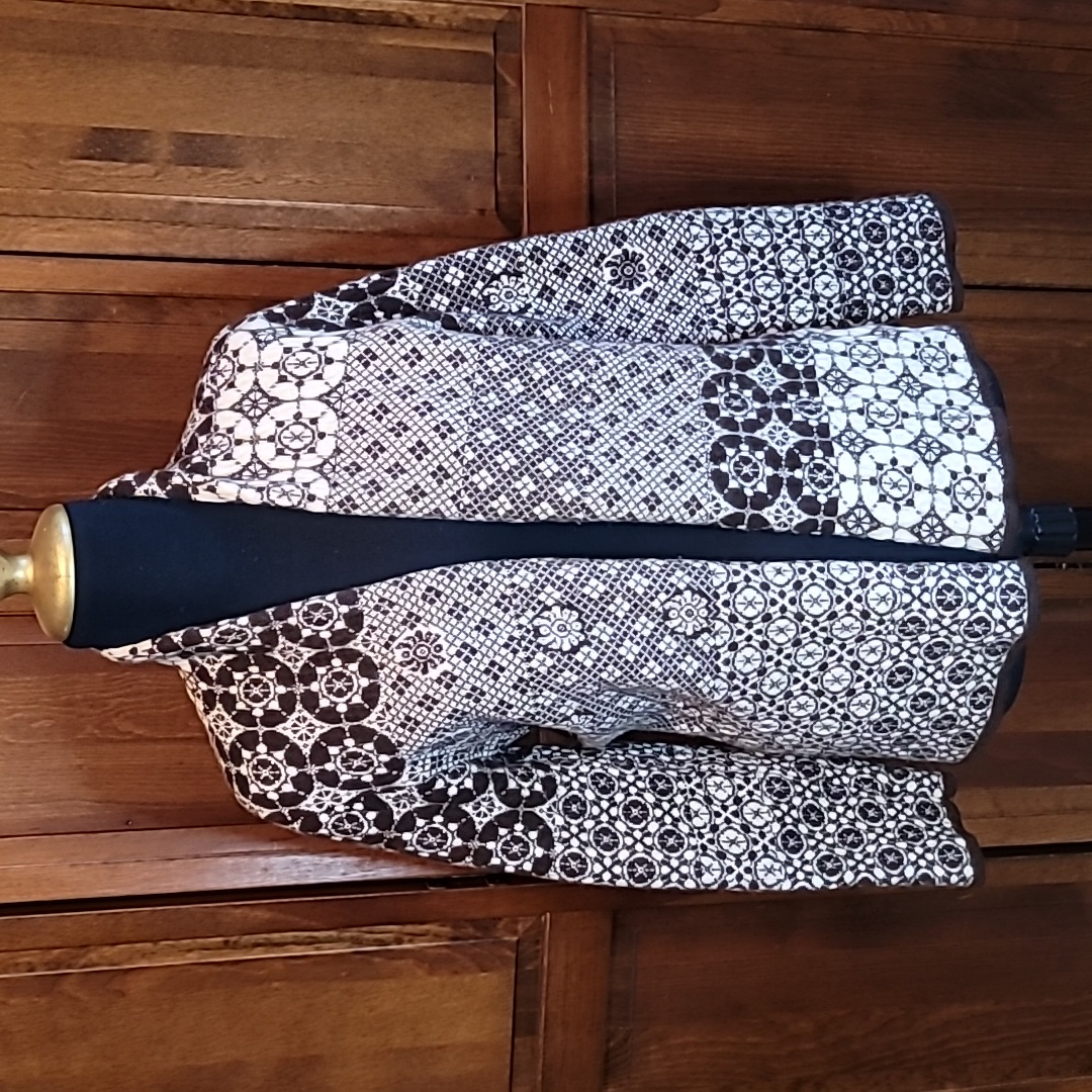 Madison Wool Sweater Xl Long Sleeve Cardigan Brown Ivory Geometric Design
